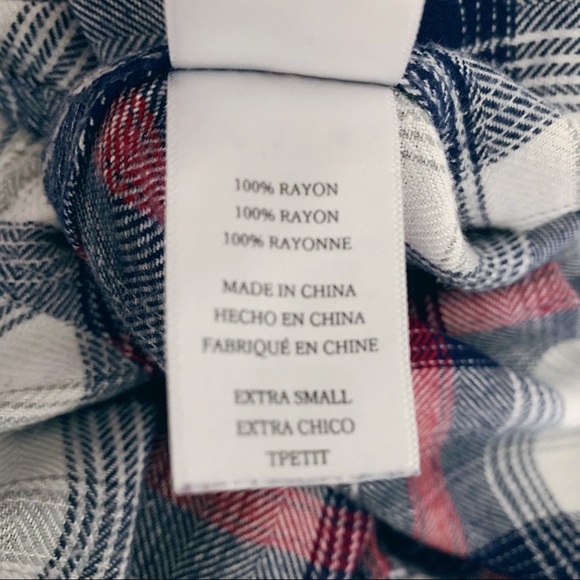 Rails Blue, Red and White Plaid Flannel Shirt XS - Picture 7 of 8